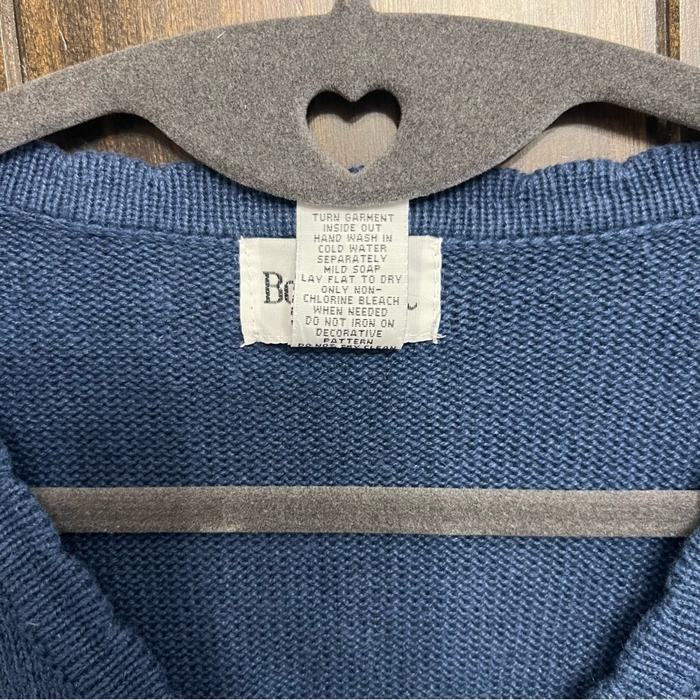 BonWorth Blue Embroidered Beaded Cardigan Sweater, Size Large petite-vintage - Picture 6 of 8